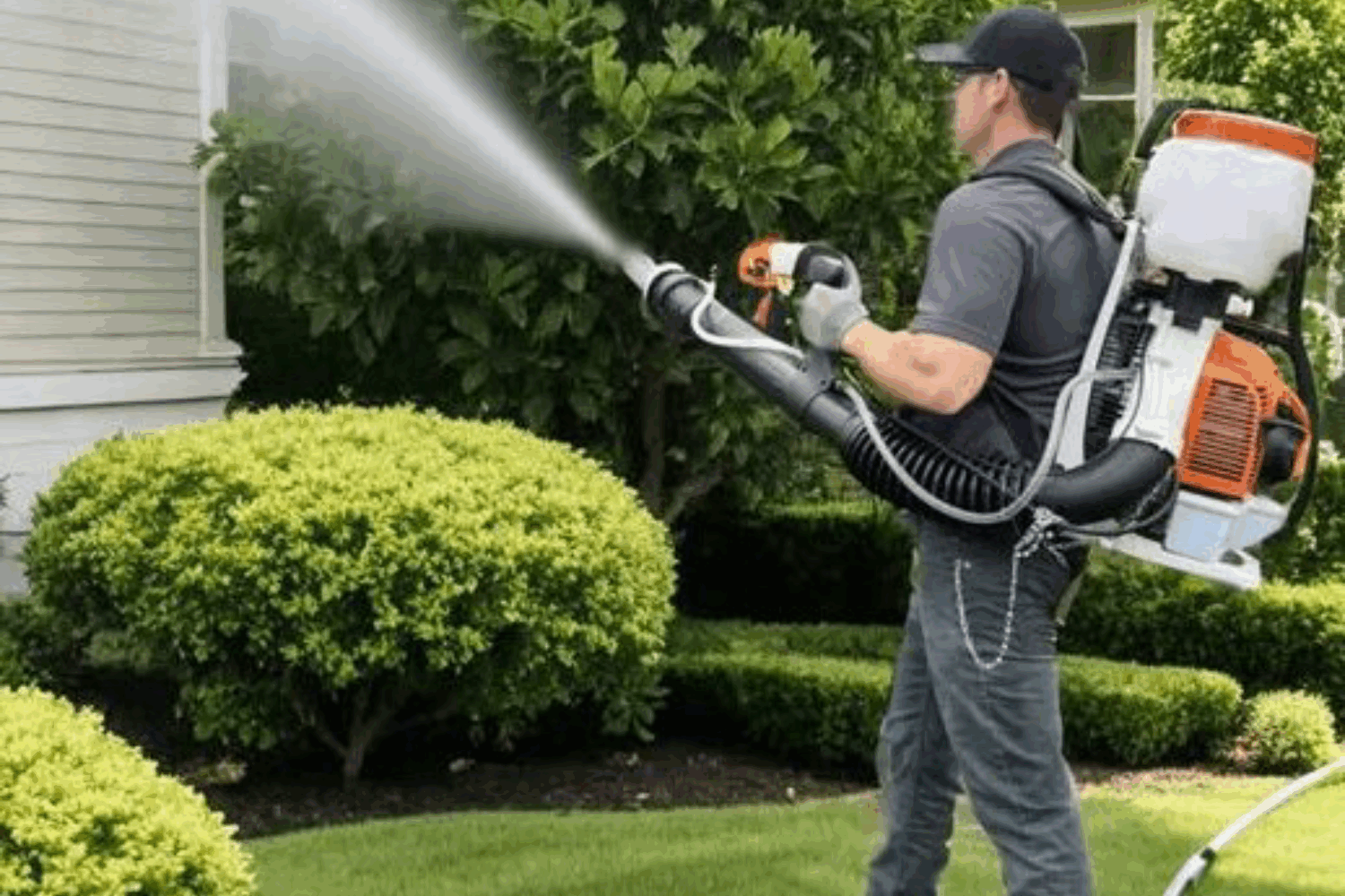 West Island pest control man spraying