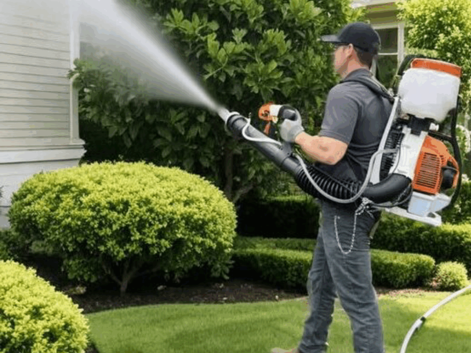 West Island pest control man spraying