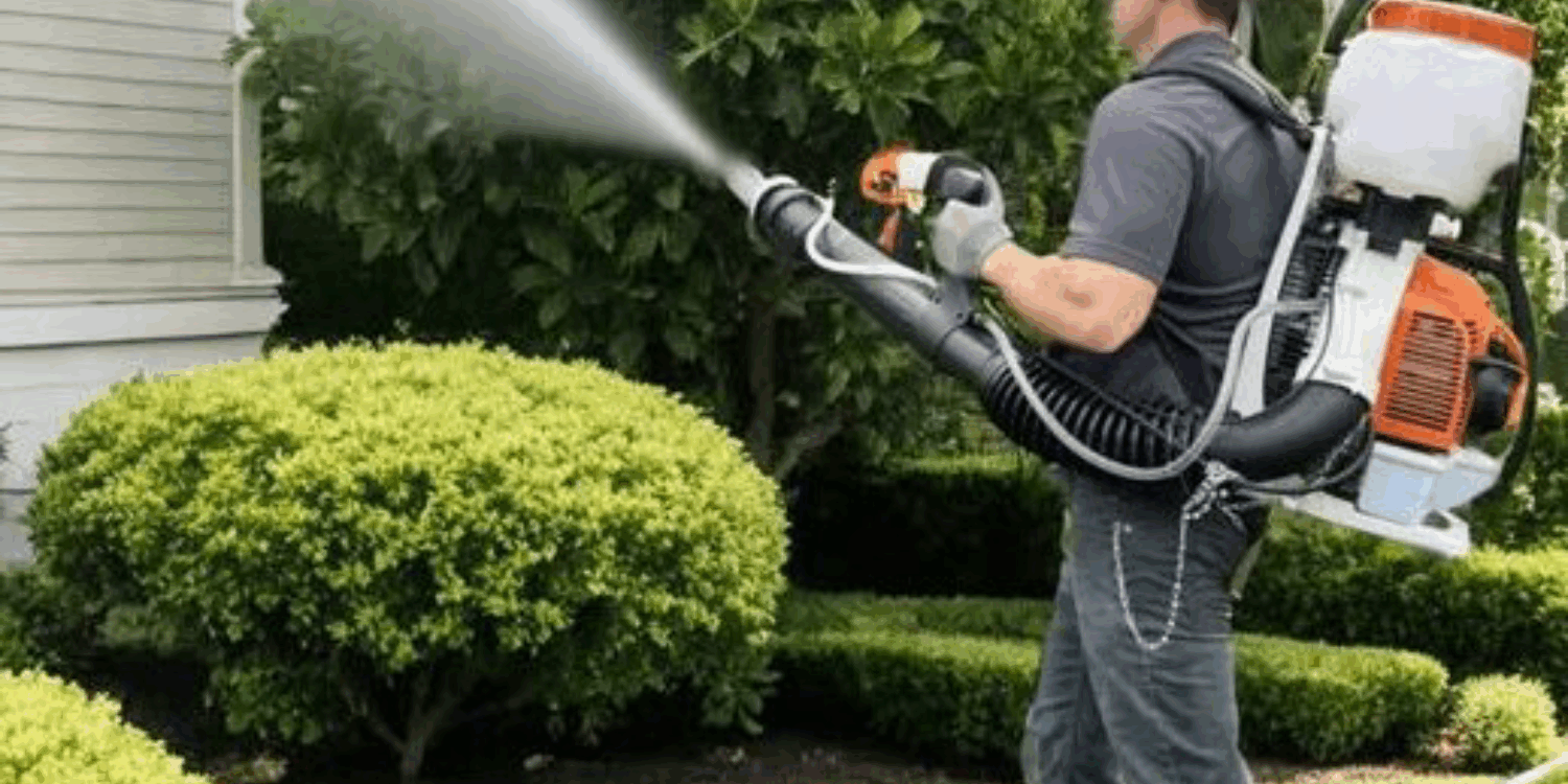 West Island pest control man spraying