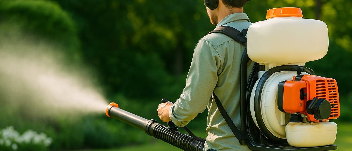 West Island pest control man spraying